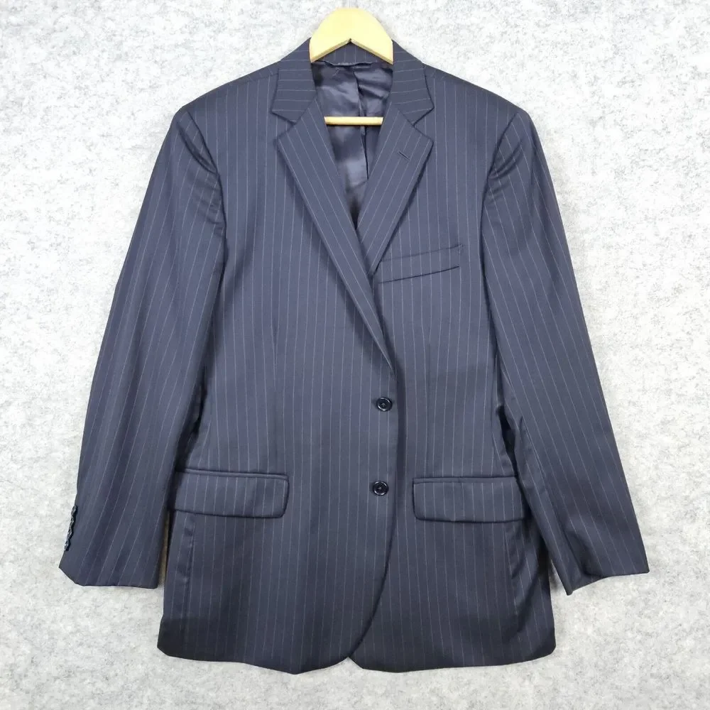 Brooks Brothers 1818 Fitzgerald Blazer Size 43R 100% Wool Navy Blue Pinstripes‎